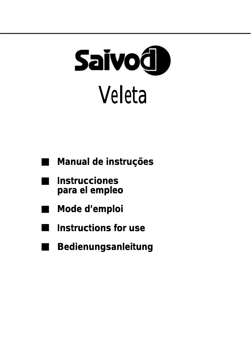 Page n°1 - Manuel utilisateur Saivod Veleta