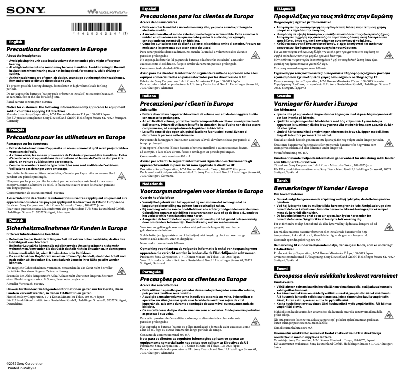 Page 1 de la notice Manuel utilisateur Sony Walkman NWZ-ZX1