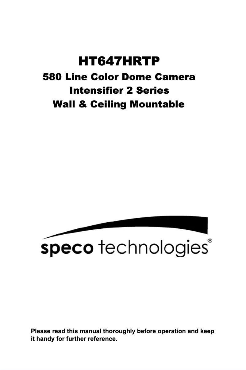 Page 1 de la notice Manuel utilisateur Speco Technologies Intensifier HT647HRTP