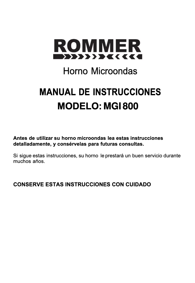 Image de la première page du manuel de l'appareil MGI 800