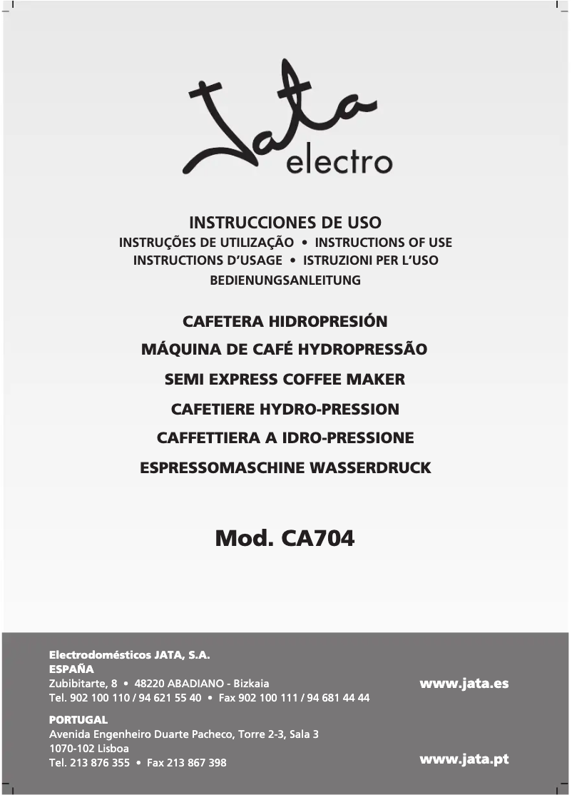 Image de la première page du manuel de l'appareil CA704