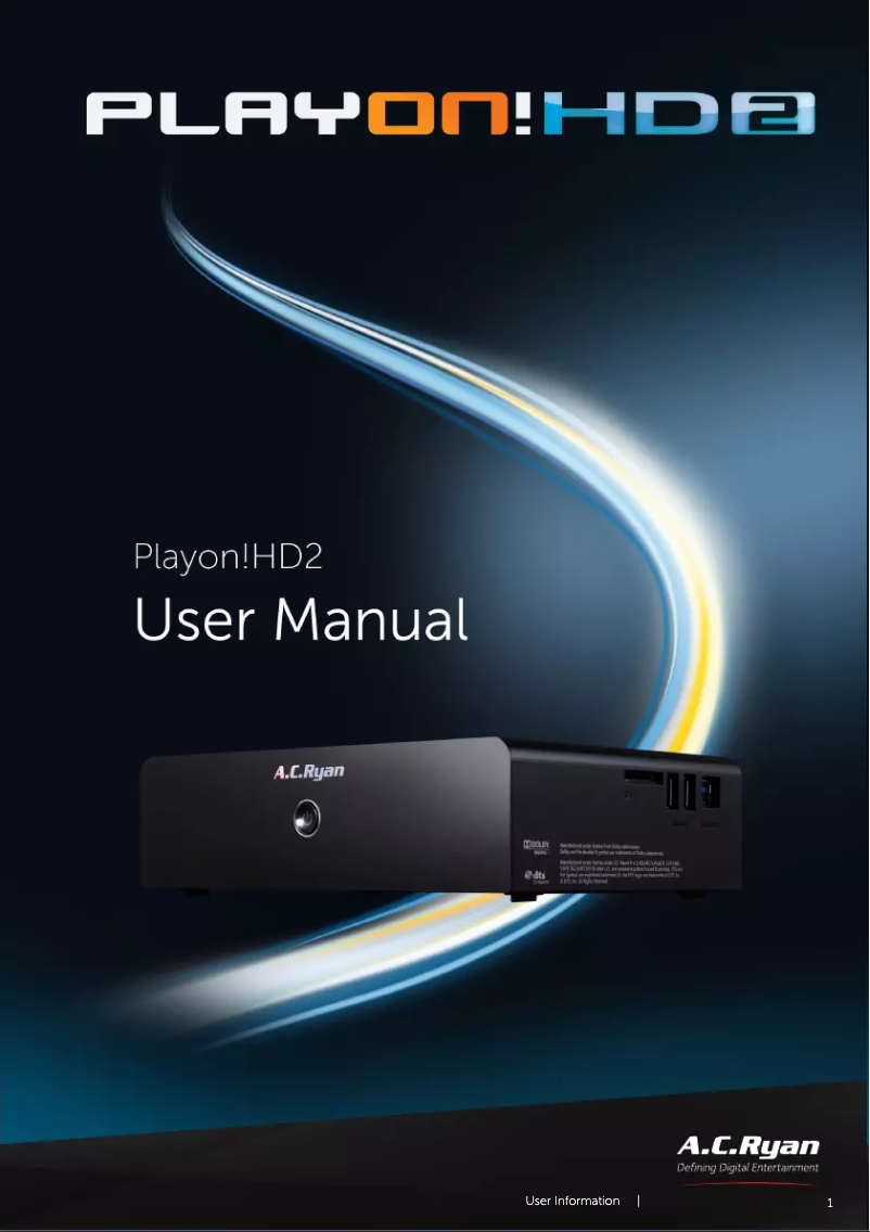 Page 1 de la notice Manuel utilisateur AC Ryan Playon!HD2