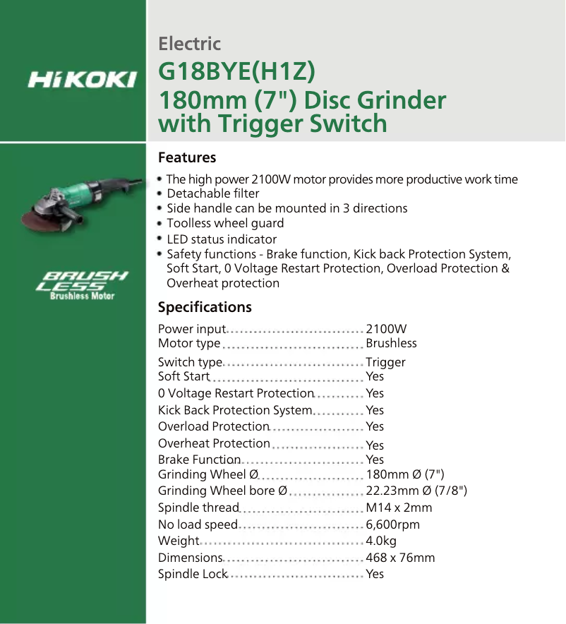 Image de la première page du manuel de l'appareil G18BYE