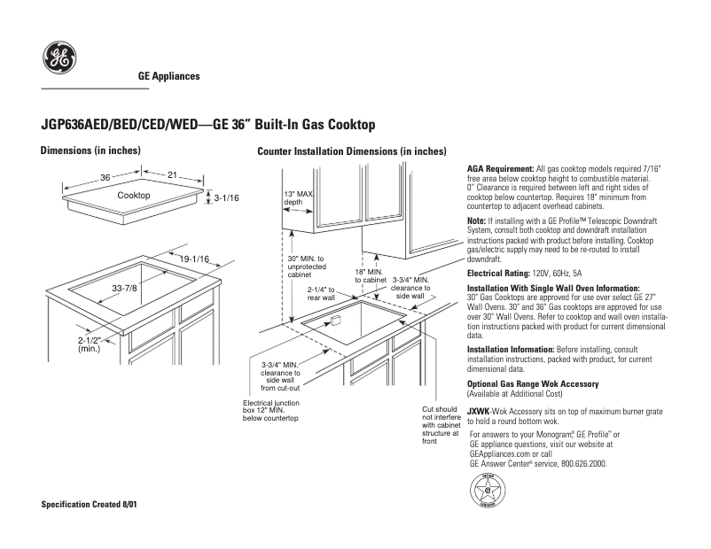 Image de la première page du manuel de l'appareil JGP636BEDBB