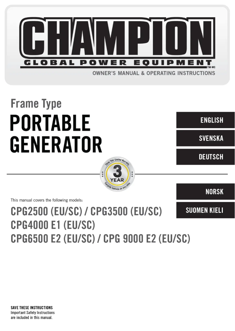 Page 1 de la notice Manuel utilisateur Champion CPG9000E2