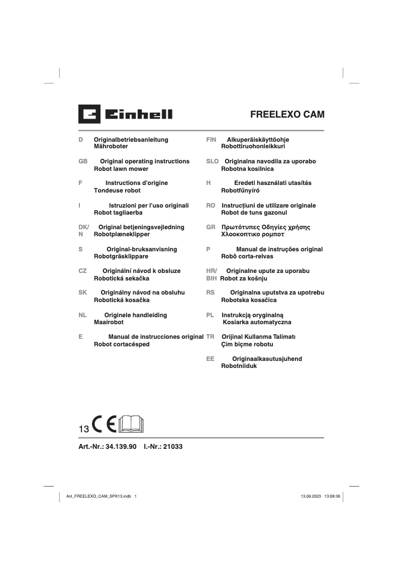 Page 1 de la notice Manuel utilisateur Einhell FREELEXO CAM 350