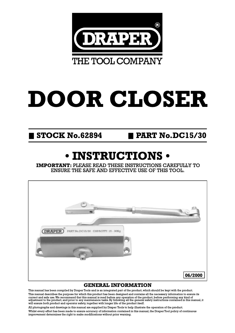 Page n°1 - Manuel utilisateur Draper DC15/30