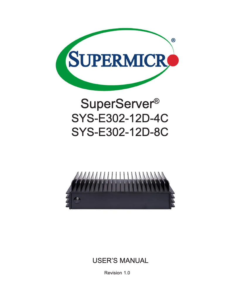 Image de la première page du manuel de l'appareil SuperServer SYS-E302-12D-8C