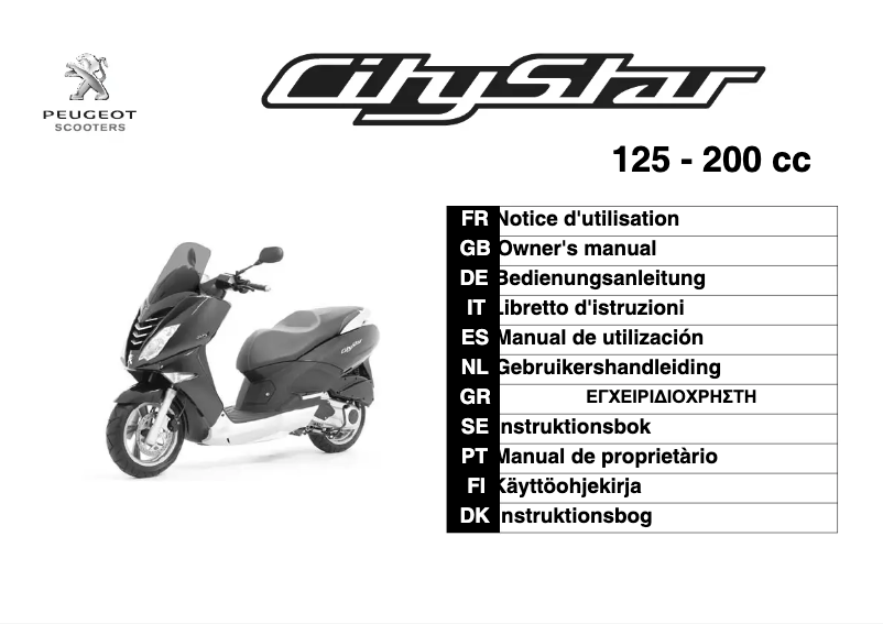 Image de la première page du manuel de l'appareil Citystar 125cc