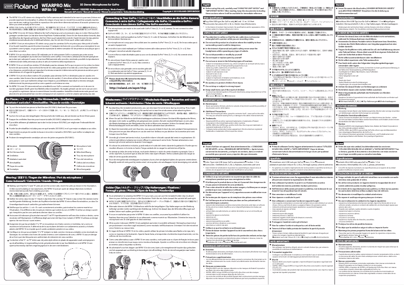 Page n°1 - Manuel utilisateur Roland WEARPRO Mic WPM-10