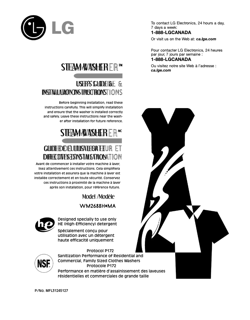 Page 1 de la notice Manuel utilisateur LG WD-13518BDA