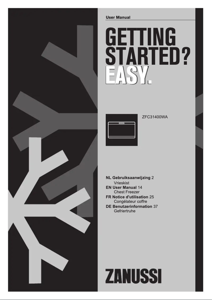 Page n°1 - Manuel utilisateur Zanussi ZFC 31400 WA