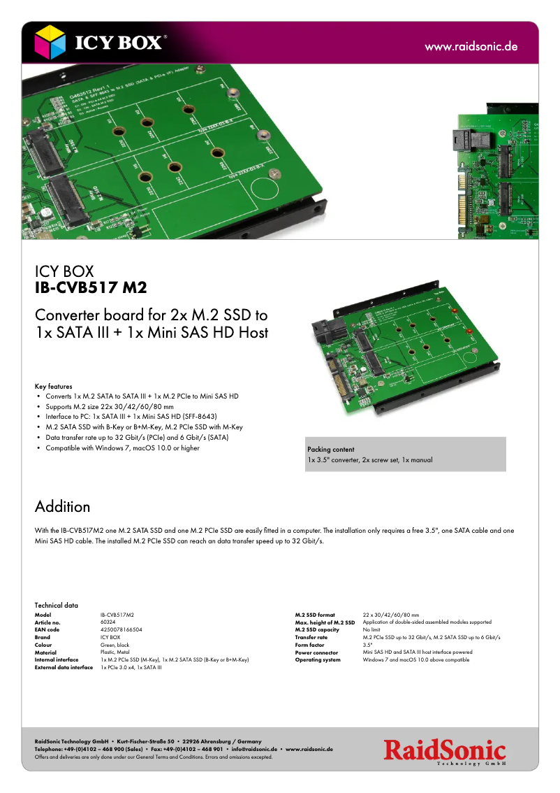 Page n°1 - Fiche technique Icy Box IB-CVB517M2