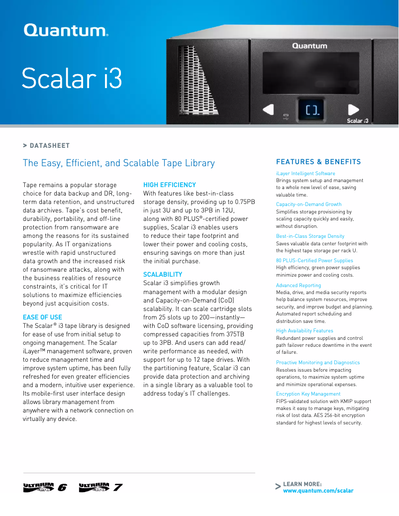 Page 1 de la notice Manuel utilisateur Quantum Scalar i3