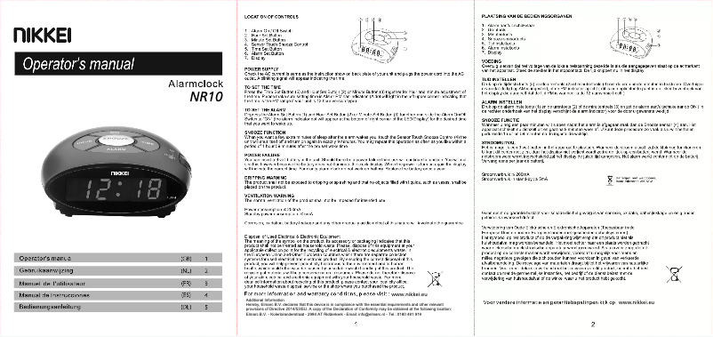 Page 1 de la notice Manuel utilisateur Nikkei NR10WE