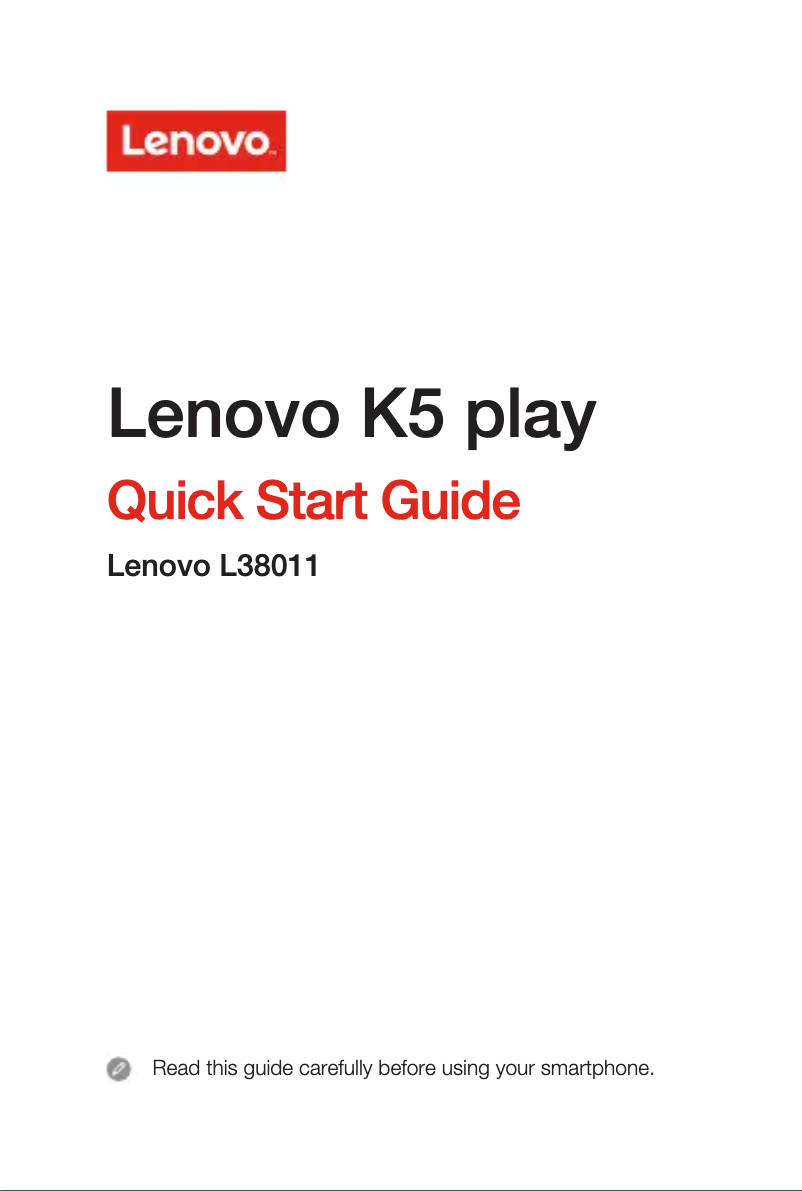 Page 1 de la notice Guide de démarrage rapide Lenovo K5 Play
