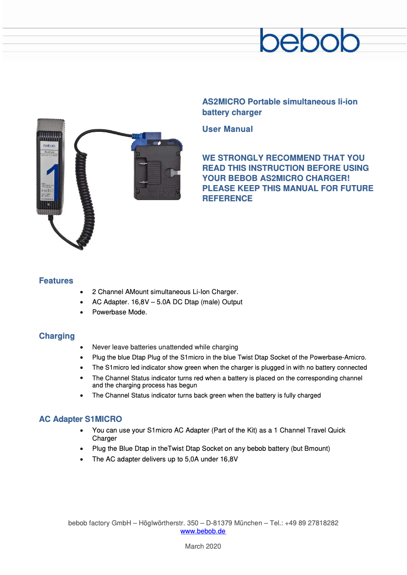 Image de la première page du manuel de l'appareil AS2MICRO