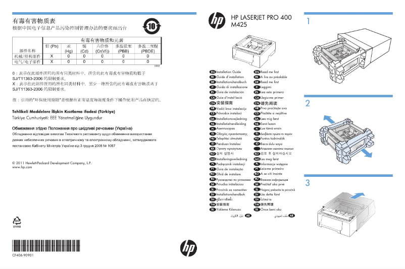 Page n°1 - Guide d'installation HP LaserJet Pro 400 MFP M425