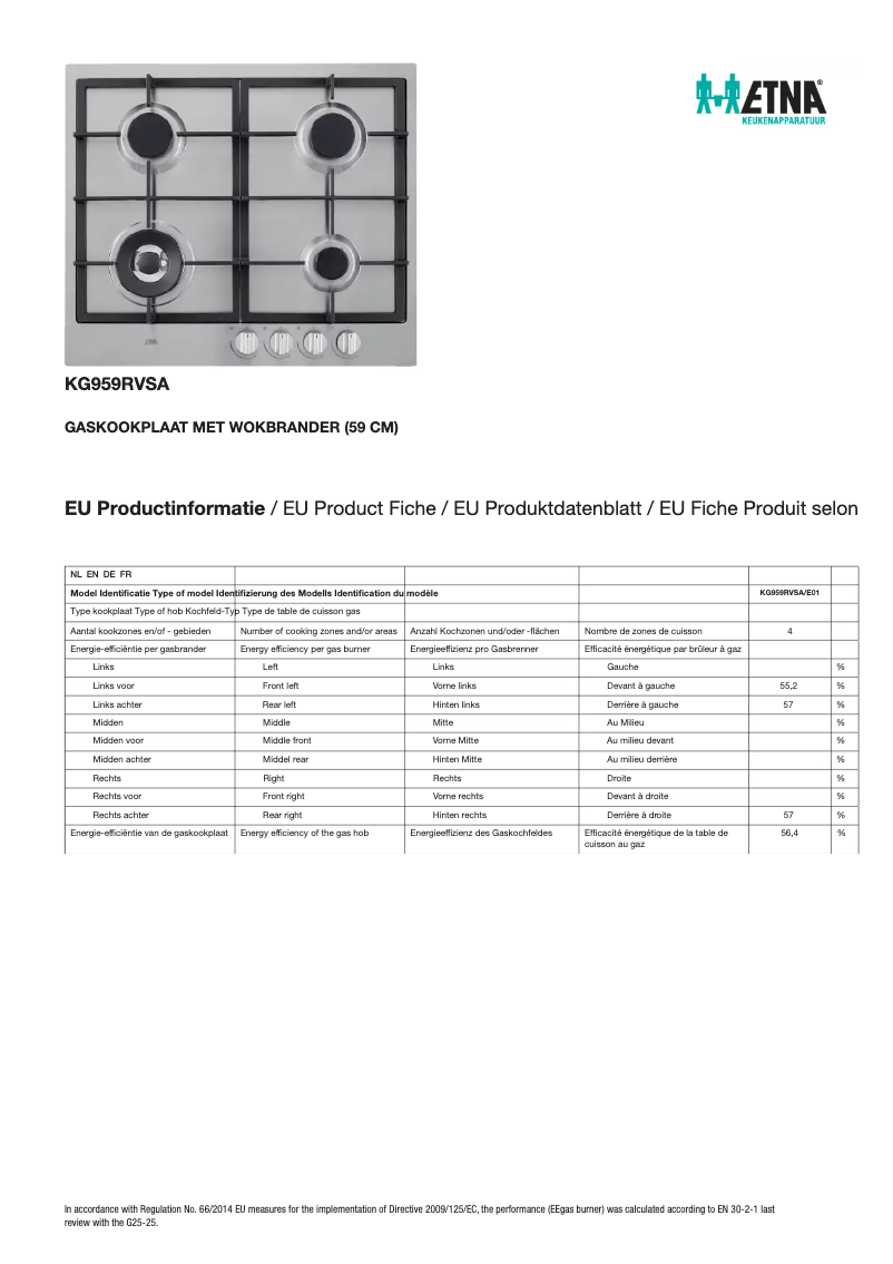 Page n°1 - Fiche technique Etna KG959RVSA