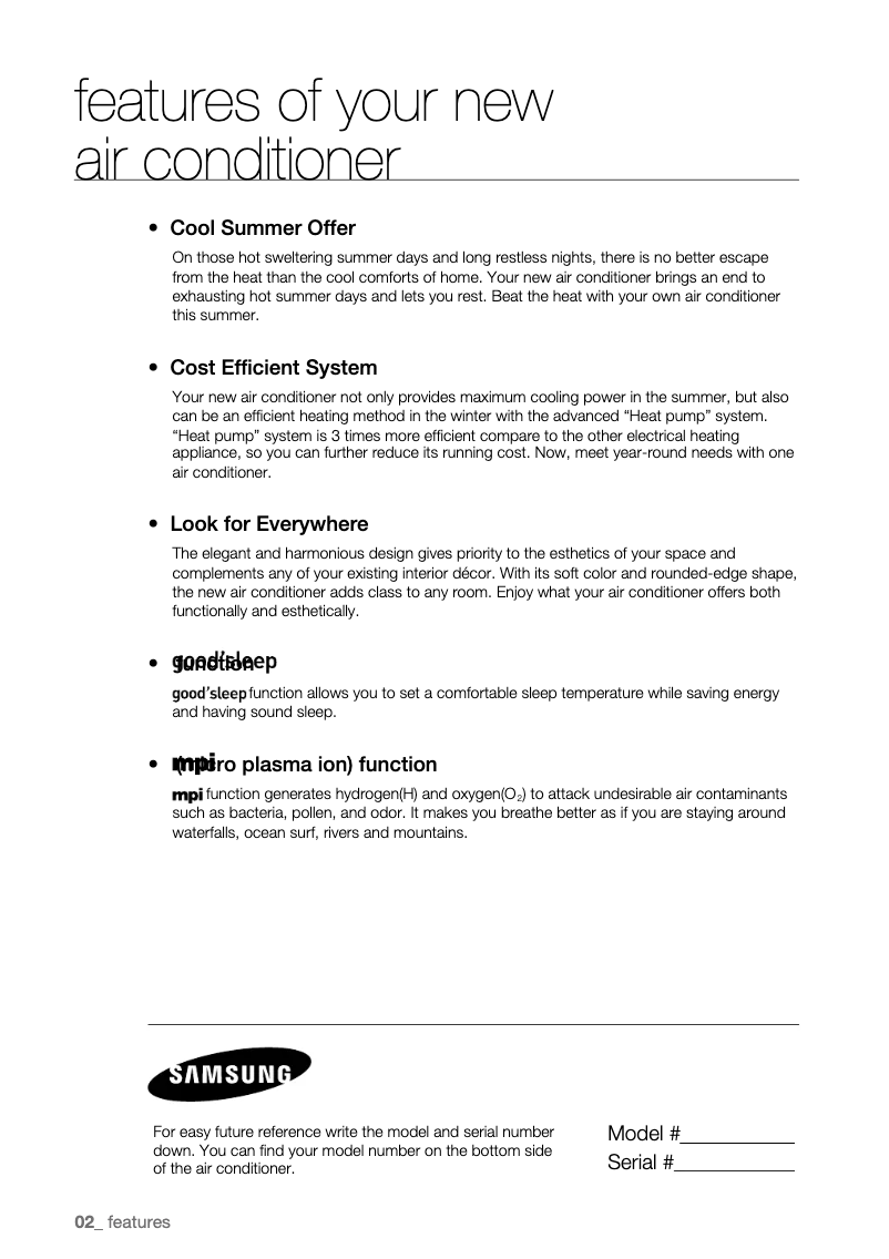 Page n°1 - Manuel utilisateur Samsung AQV09AWBX