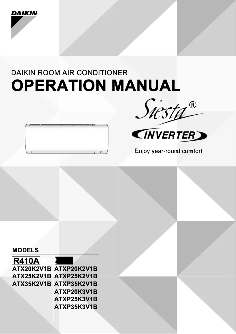 Page 1 de la notice Manuel utilisateur Daikin ATXP35K2V1B
