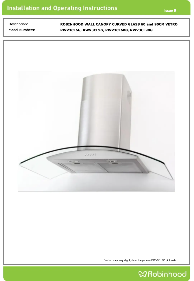 Page 1 de la notice Manuel utilisateur Robinhood RWV 900