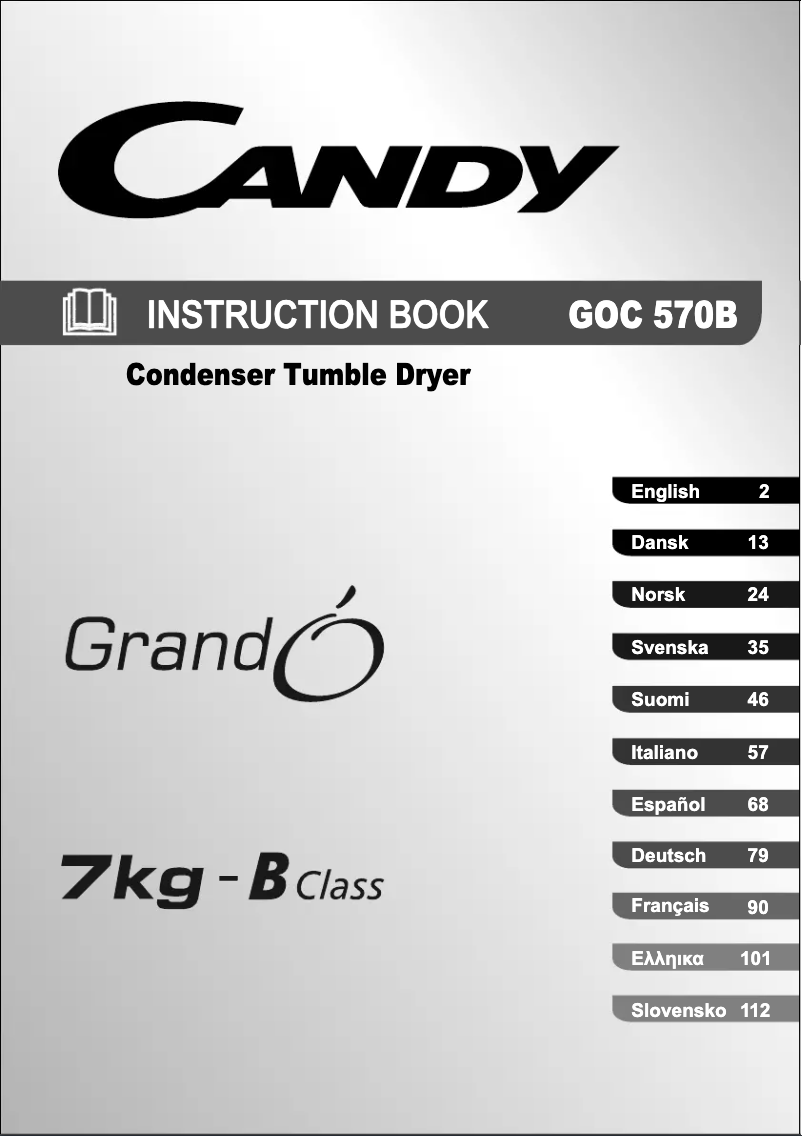 Page n°1 - Manuel utilisateur Candy GOC 570B-S