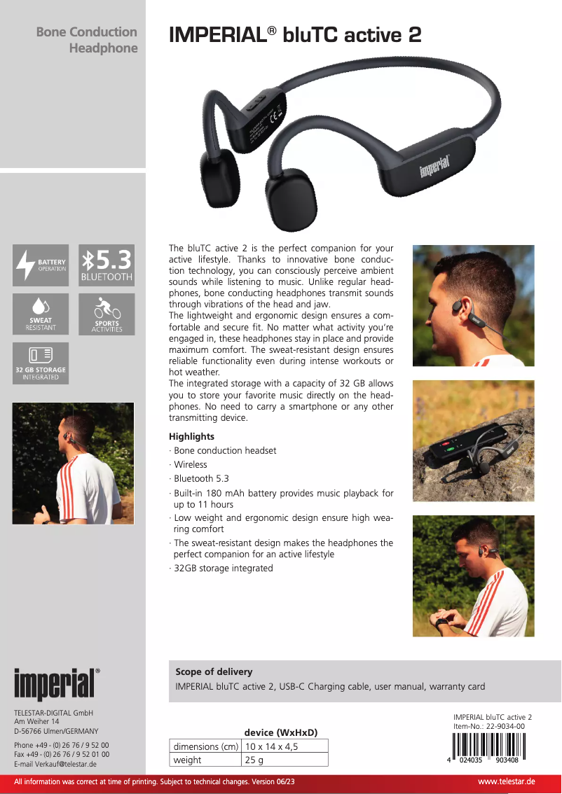 Page 1 de la notice Fiche technique Imperial bluTC active 2