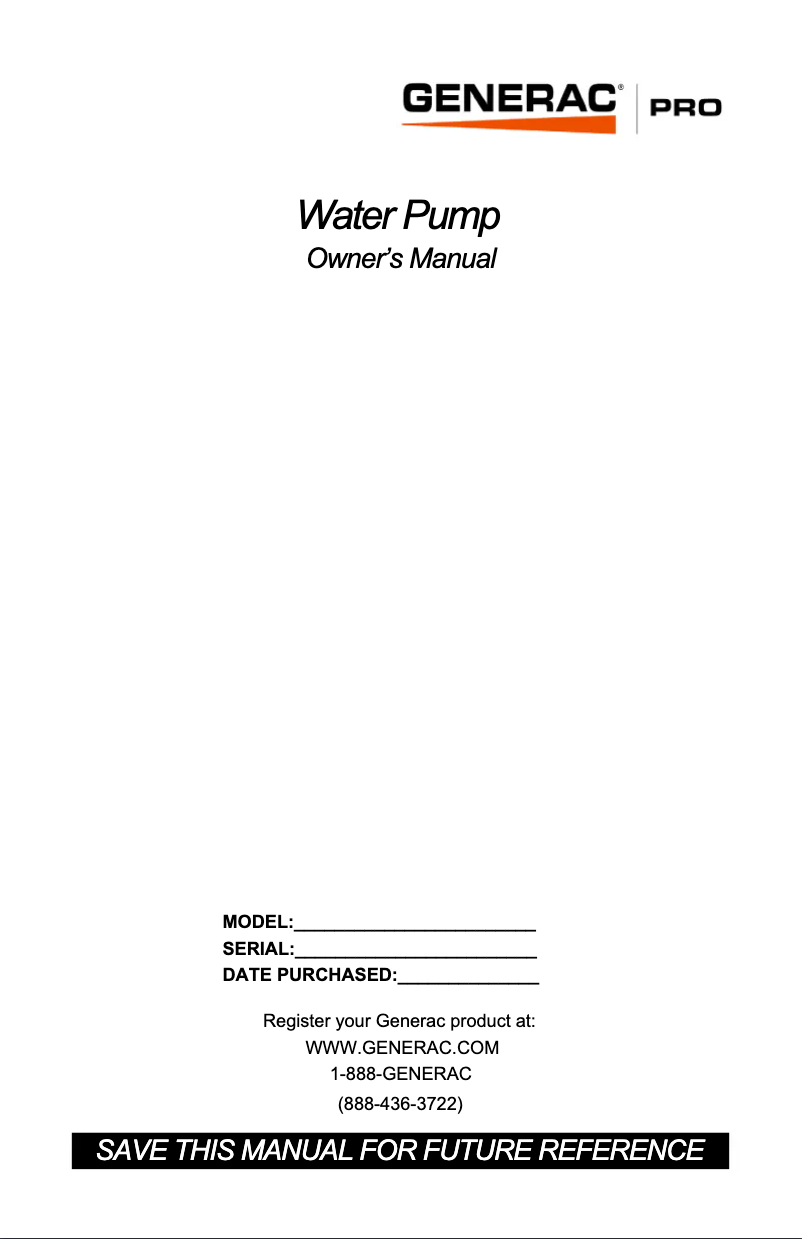 Page n°1 - Manuel utilisateur Generac PRO 6919-1