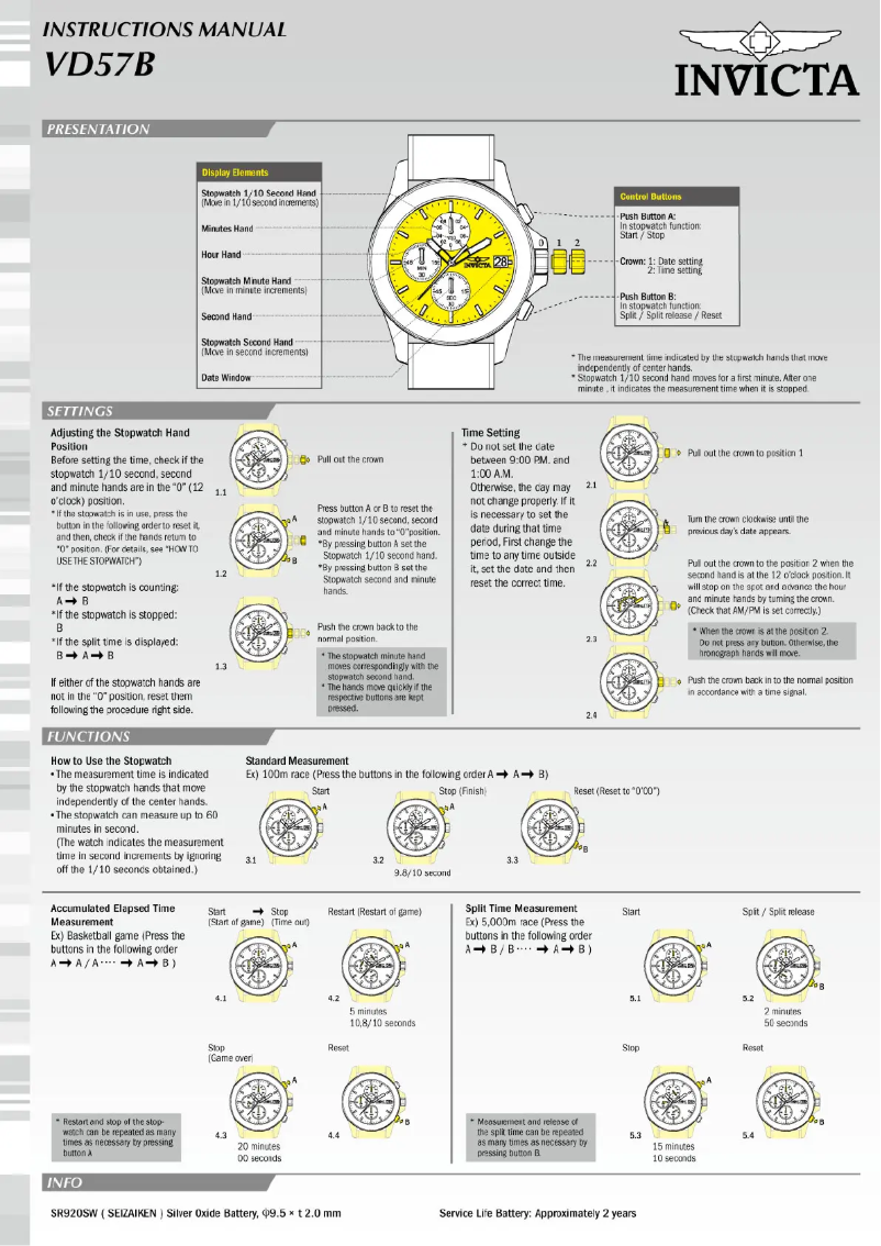 Page n°1 - Manuel utilisateur Invicta Aviator 21649