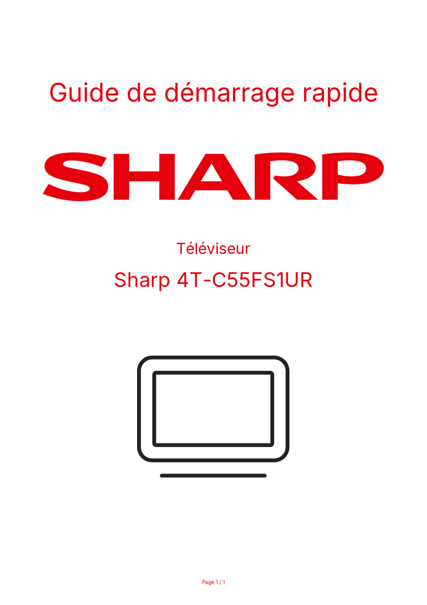 Page n°1 - Guide de démarrage rapide Sharp 4T-C55FS1UR