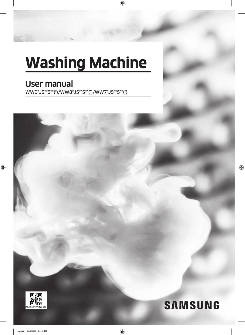 Page 1 de la notice Manuel utilisateur Samsung WW90J5455FX