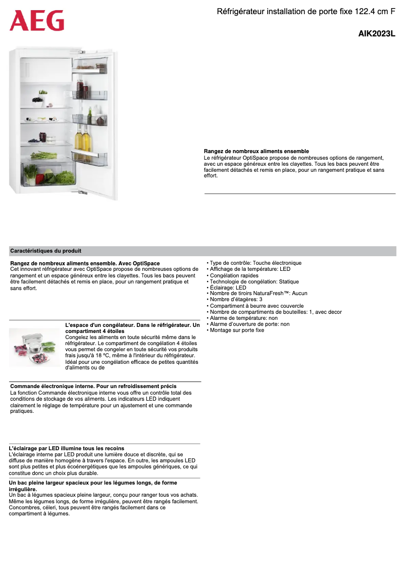 Image de la première page du manuel de l'appareil AIK2023L