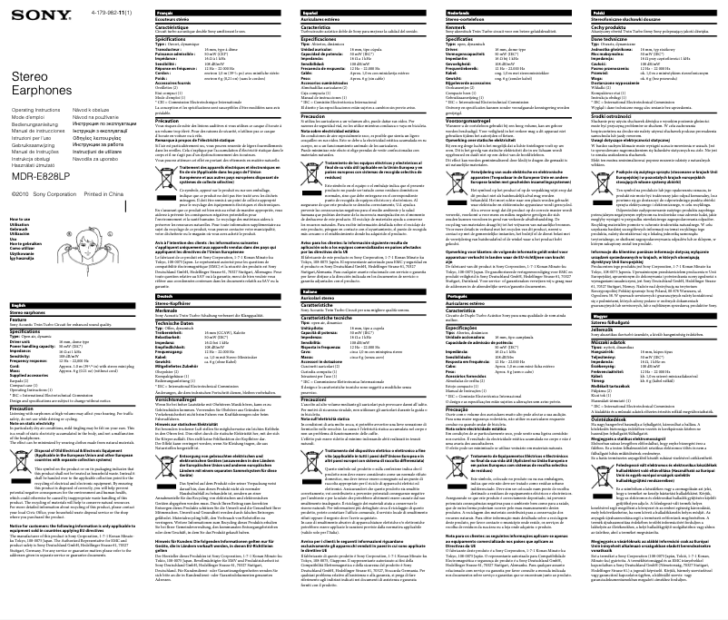 Image de la première page du manuel de l'appareil MDR-E828LP