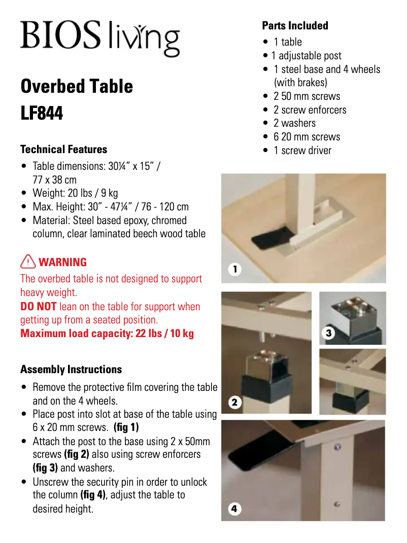 Page 1 de la notice Manuel utilisateur BIOS Medical LF844