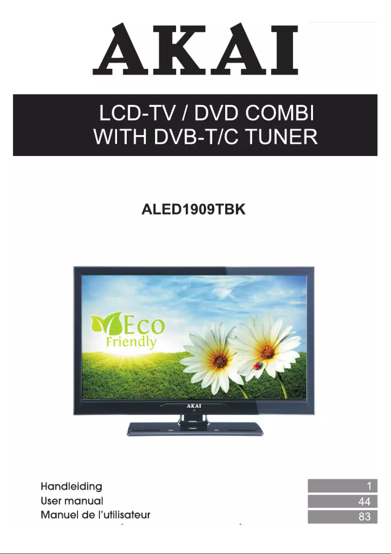 Page 1 de la notice Manuel utilisateur AKAI ALED1909TBK