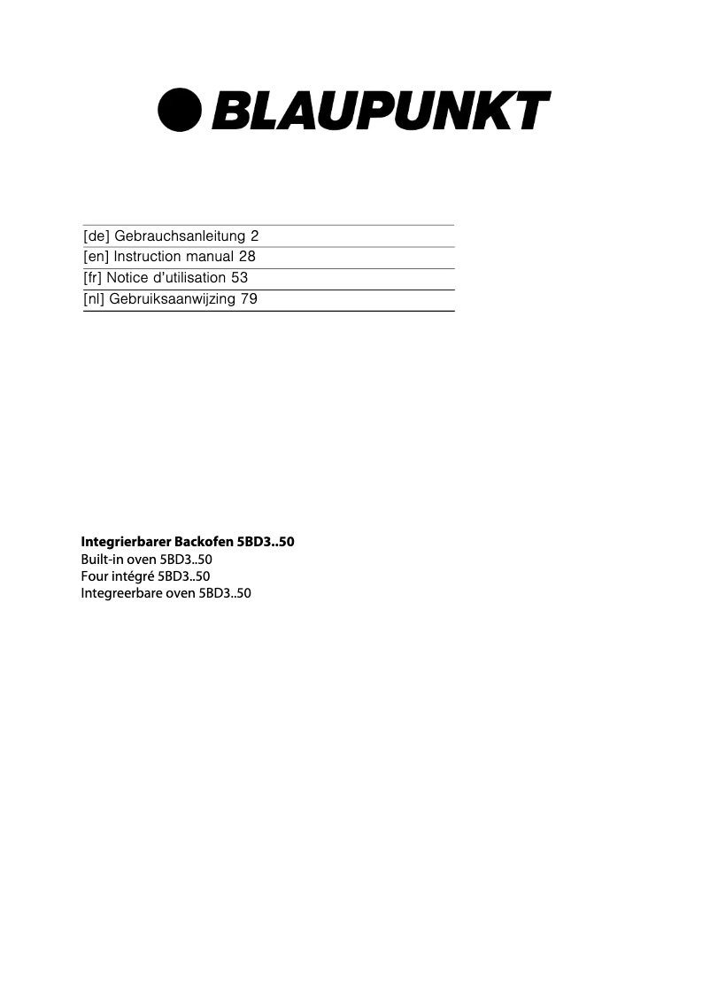 Page 1 de la notice Manuel utilisateur Blaupunkt 5BD34150