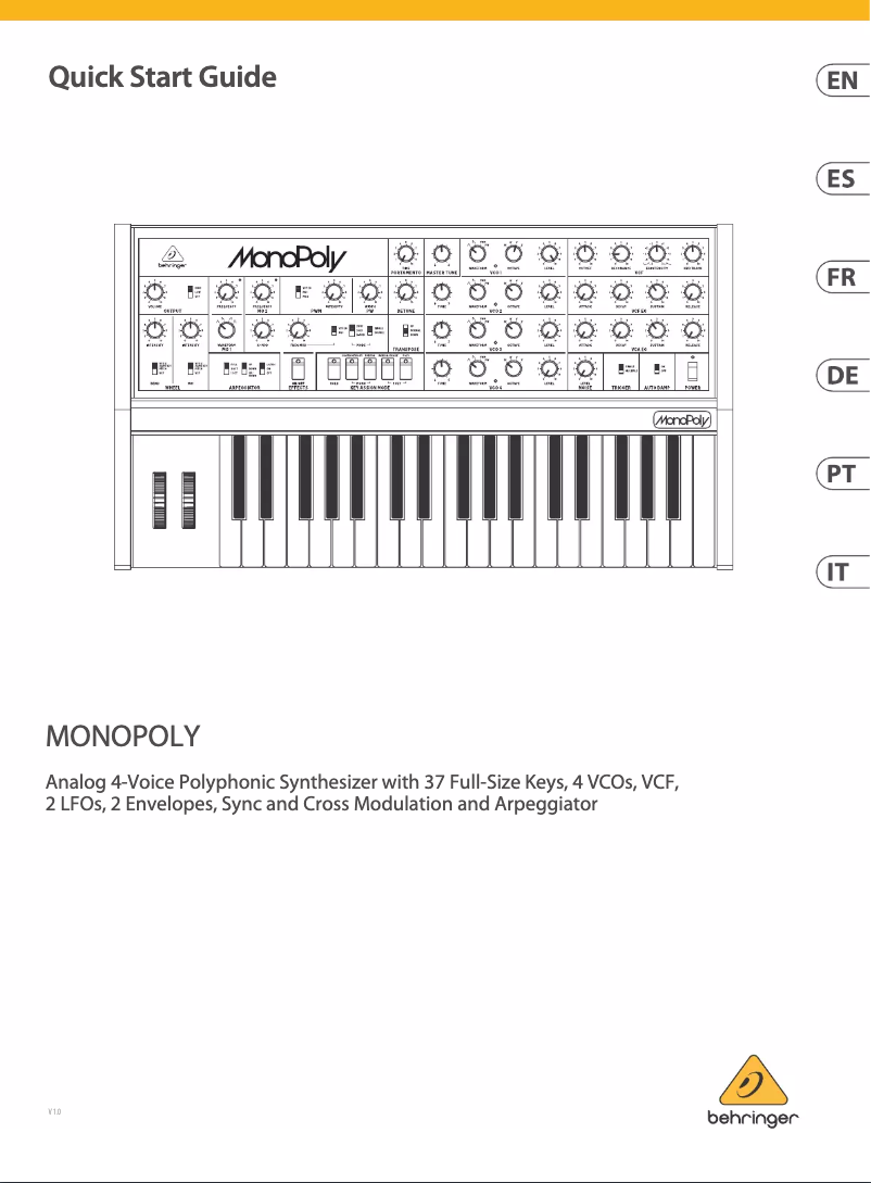Image de la première page du manuel de l'appareil MonoPoly