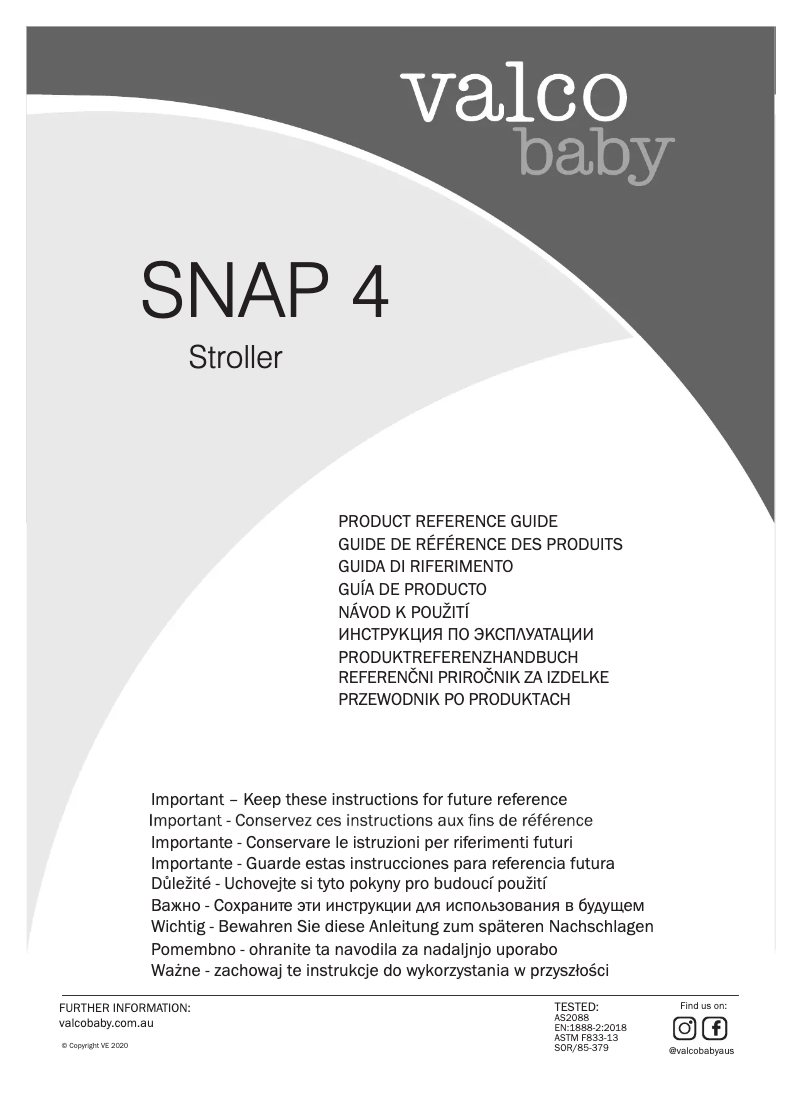 Page 1 de la notice Manuel utilisateur Valco Baby Snap 4