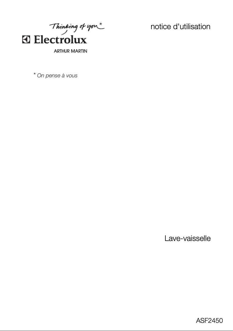 Page 1 de la notice Manuel utilisateur Arthur Martin-Electrolux ASF 2450 W