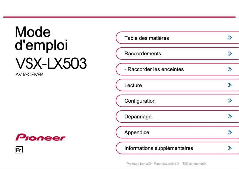 Page n°1 - Manuel utilisateur Pioneer VSX-LX503