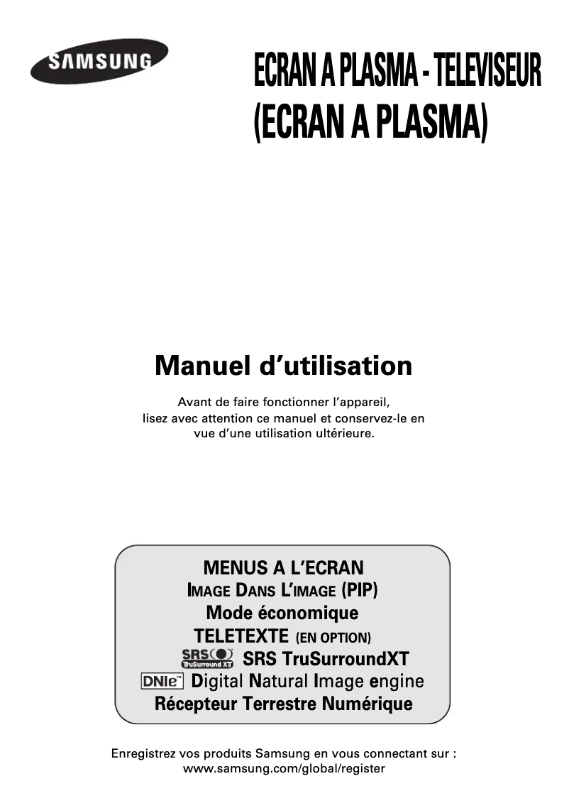 Page 1 de la notice Manuel utilisateur Samsung PS-42P7HD
