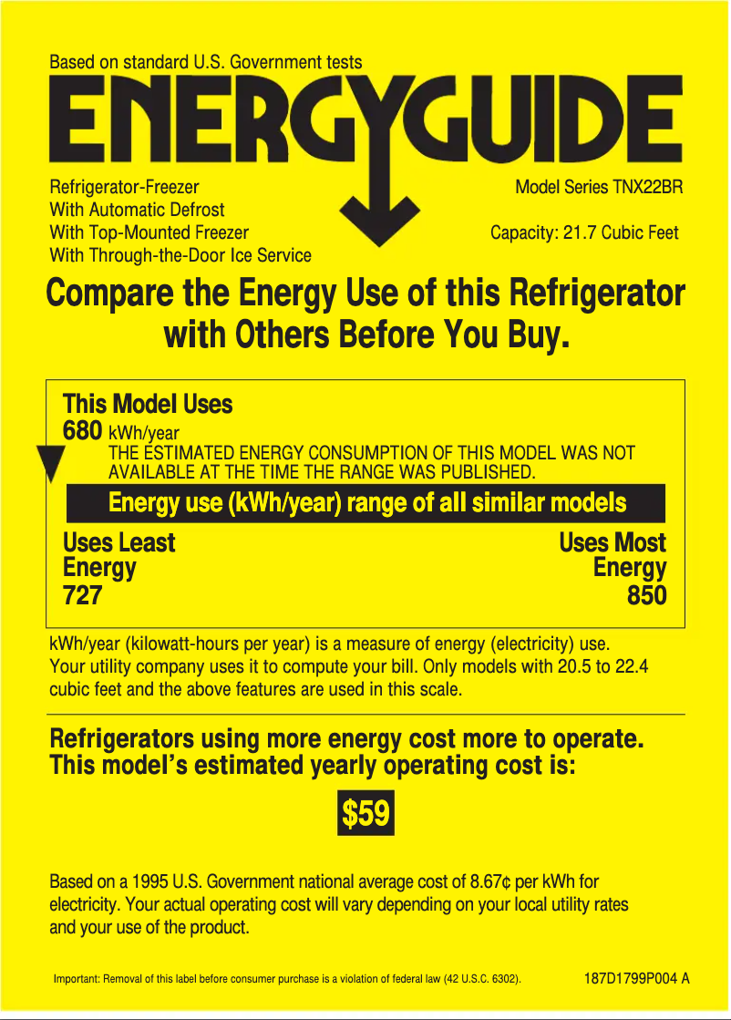 Image de la première page du manuel de l'appareil Profile Performance TNX22BRCLBB