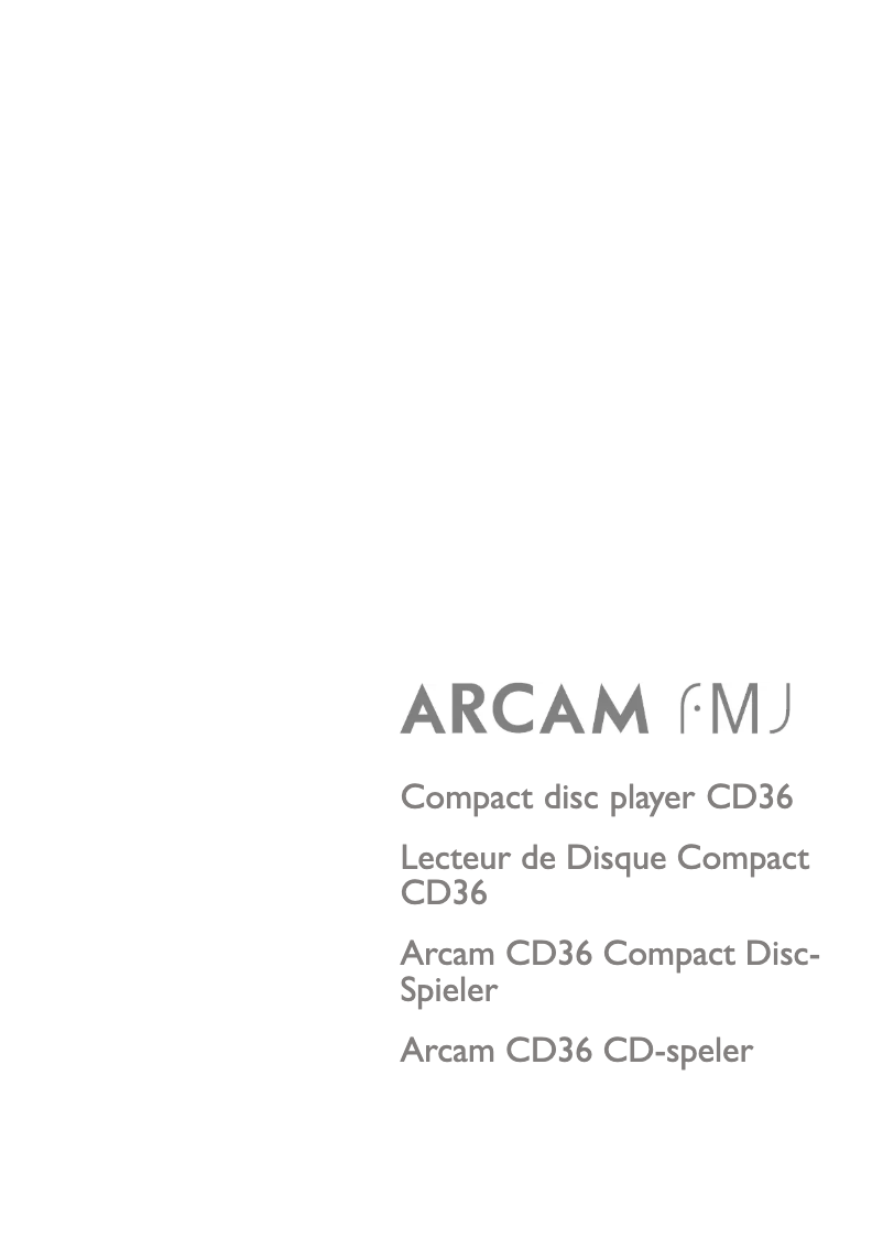 Page 1 de la notice Manuel utilisateur Arcam FMJ CD36