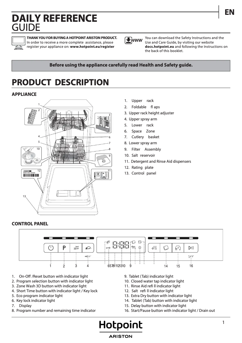 Página 1 del manual Manual de usuario Hotpoint Ariston HSFO 3T235 WC X
