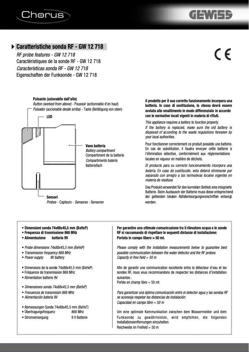 Page 1 de la notice Manuel utilisateur Gewiss GW12718