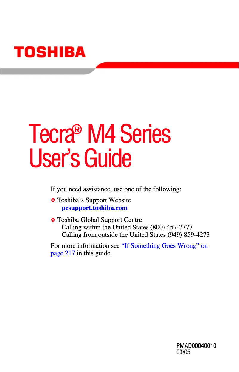 Page 1 de la notice Manuel utilisateur Toshiba Tecra M4