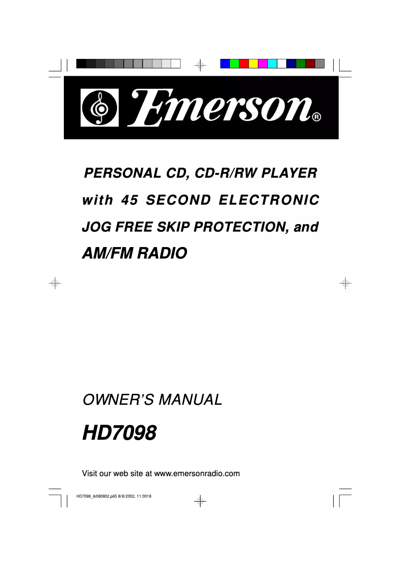 Page n°1 - Manuel utilisateur Emerson HD7098