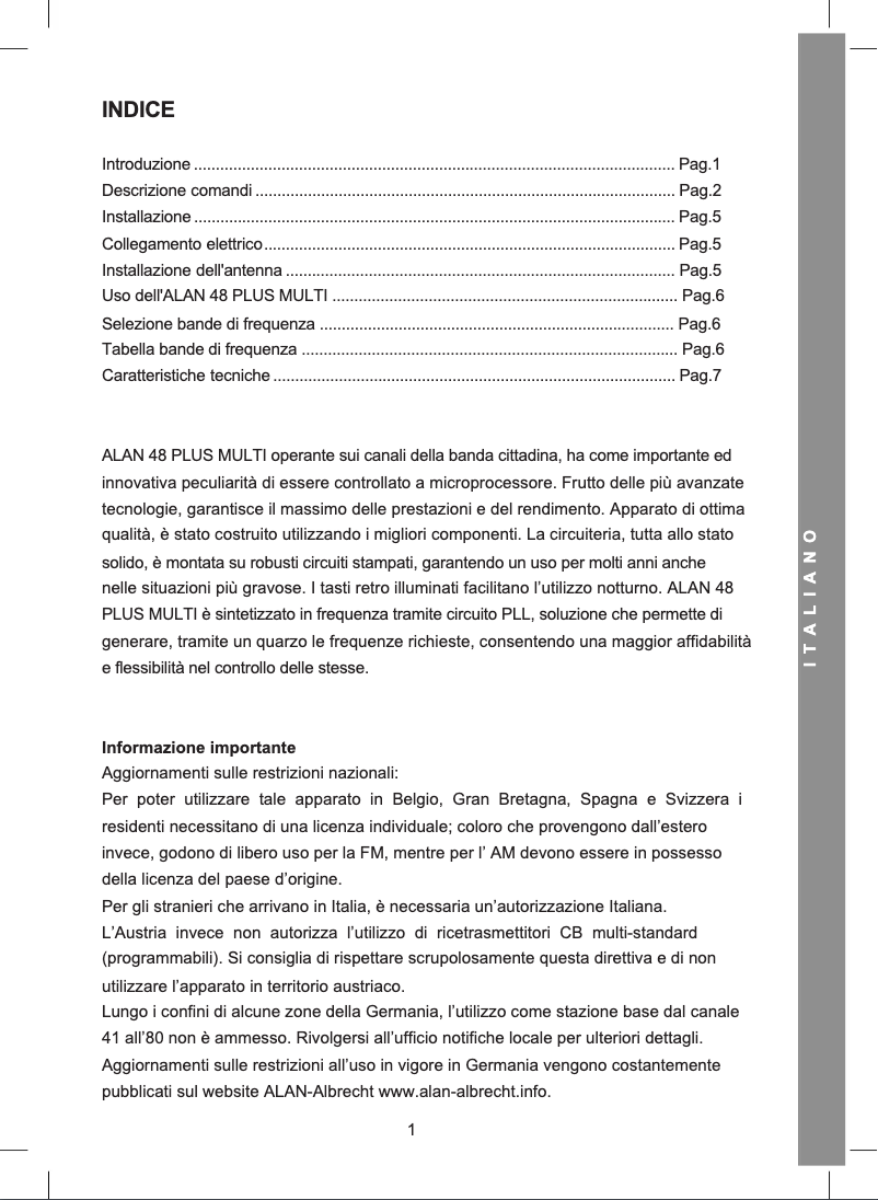 Image de la première page du manuel de l'appareil ALAN 48 PLUS MULTI