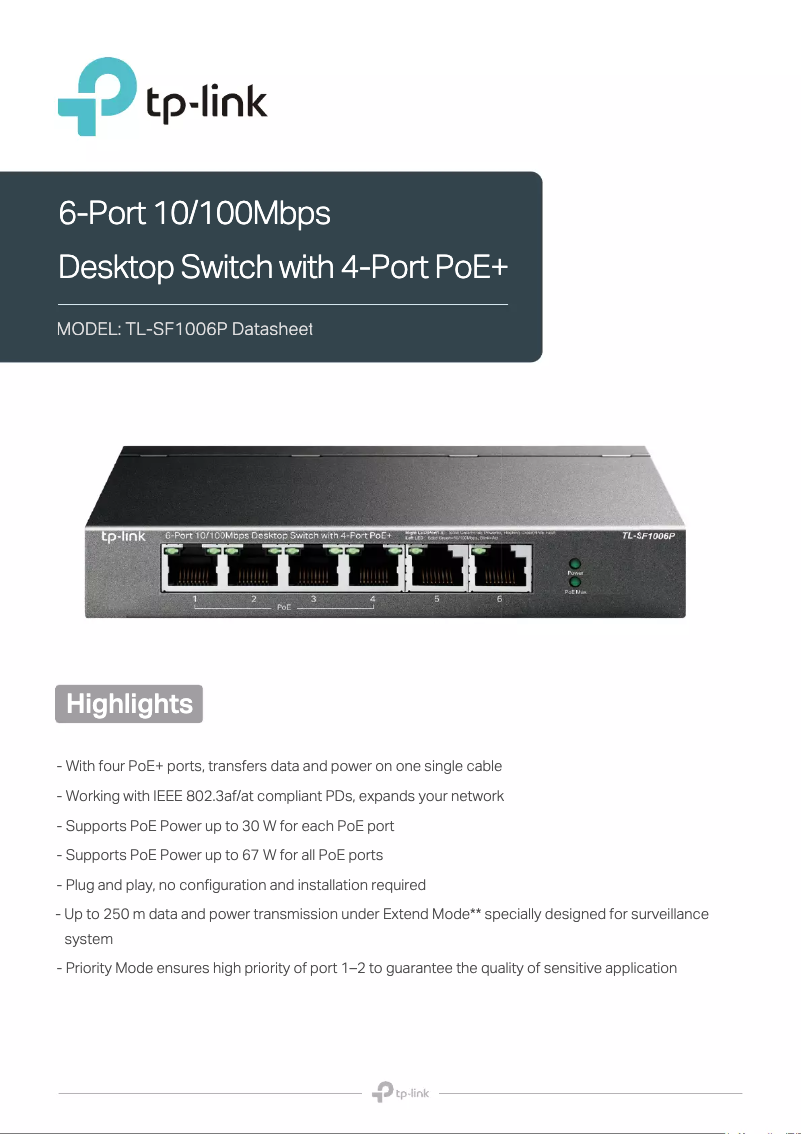 Image de la première page du manuel de l'appareil TL-SF1006P